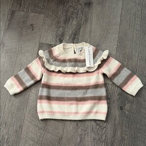 Janie and Jack Pink and Brown Striped Sweater